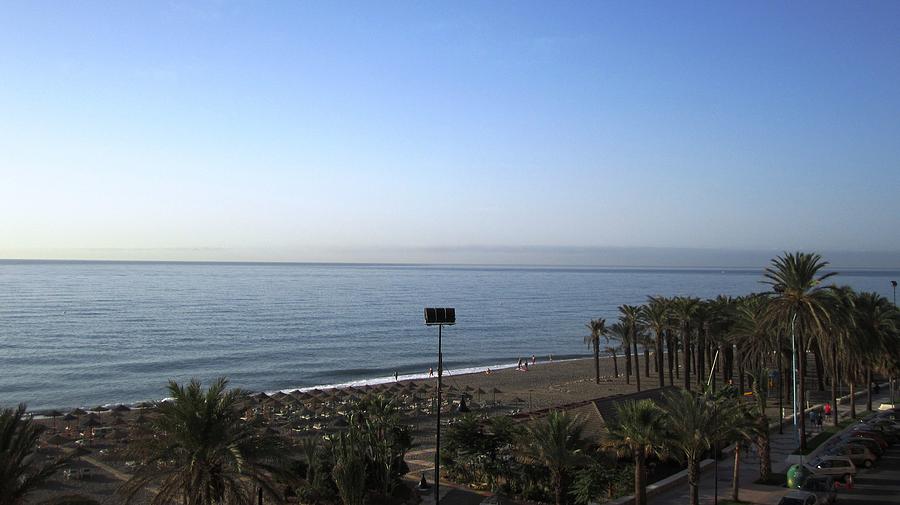 Ocean View and Palm Trees at Costa Del Sol Beach Spain Photograph by John Shiron