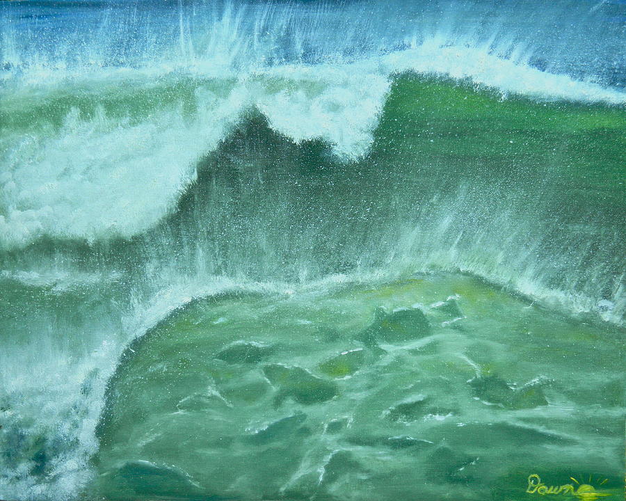Oceans Green Painting by Dawn Harrell