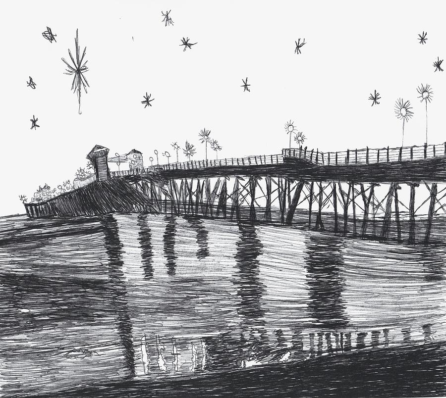 Oceanside Pier Drawing by Thomas Cornell