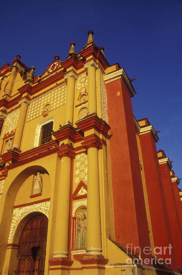 OCHRE CATHEDRAL San Cristobal de Las Casas Mexico Photograph by John  Mitchell