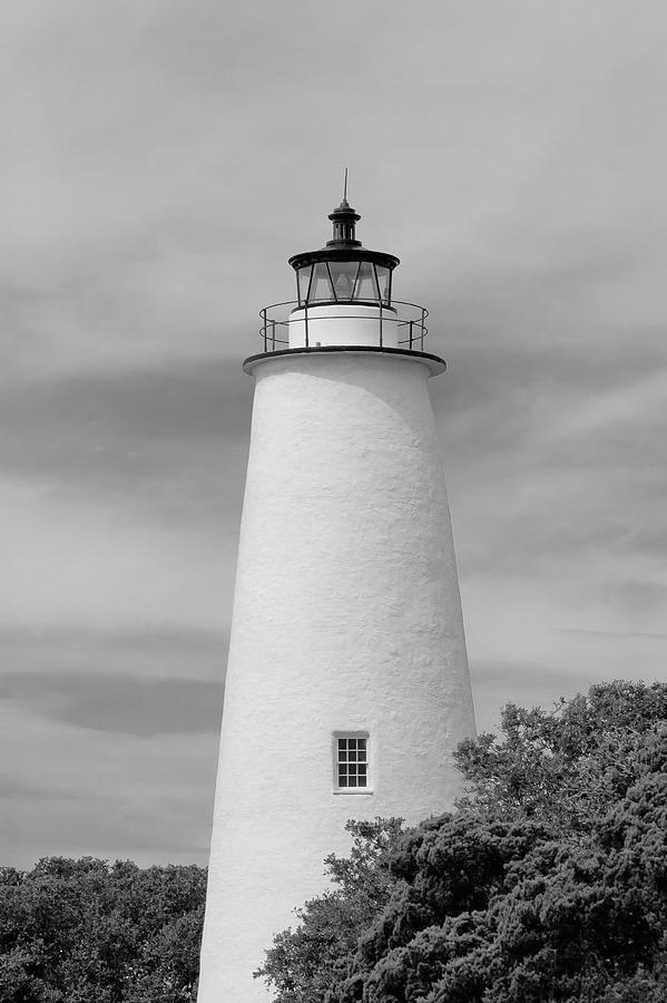 Ocracoke Lighthouse In Bw Photograph