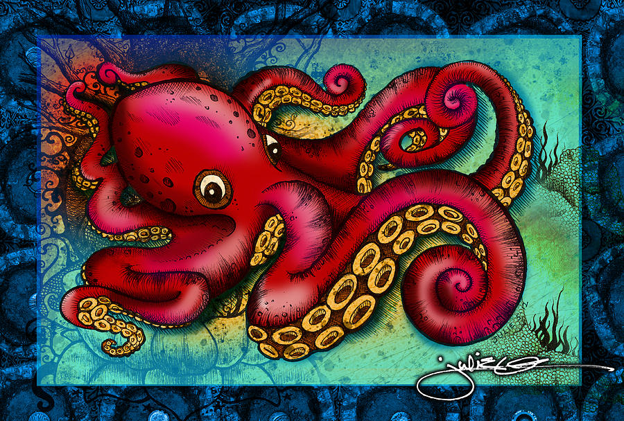Octopus Drawing by Julie Oakes.