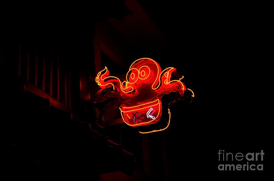 Octopus Neon Photograph by Dean Harte