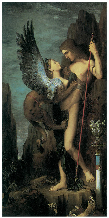 Gustave Moreau Painting - Oedipus and the Sphinx by Gustave Moreau