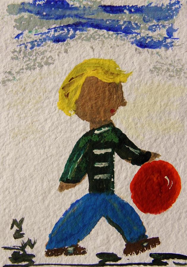 Ball Painting - Off to Play Ball by Mary Carol Williams