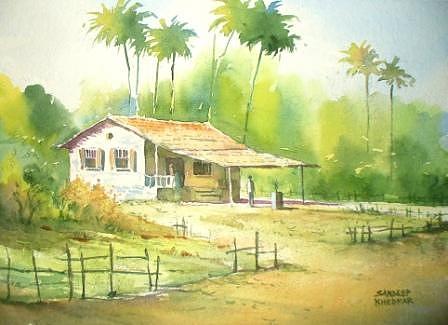 Landscape Painting - Off to Work by Sandeep Khedkar