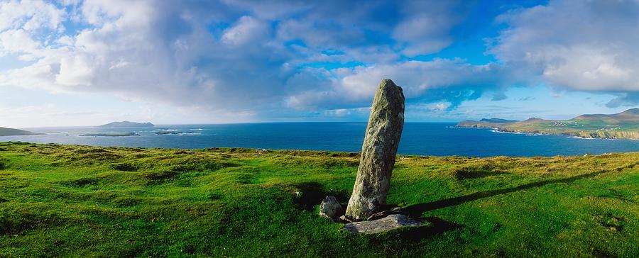 Landscape Photograph - Ogham Stone, Dunmore Head, Dingle by The Irish Image Collection 