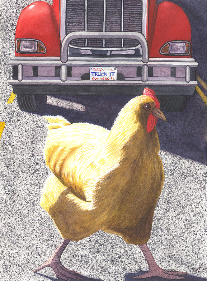 Oh why did the chicken cross the road Painting by Catherine G McElroy