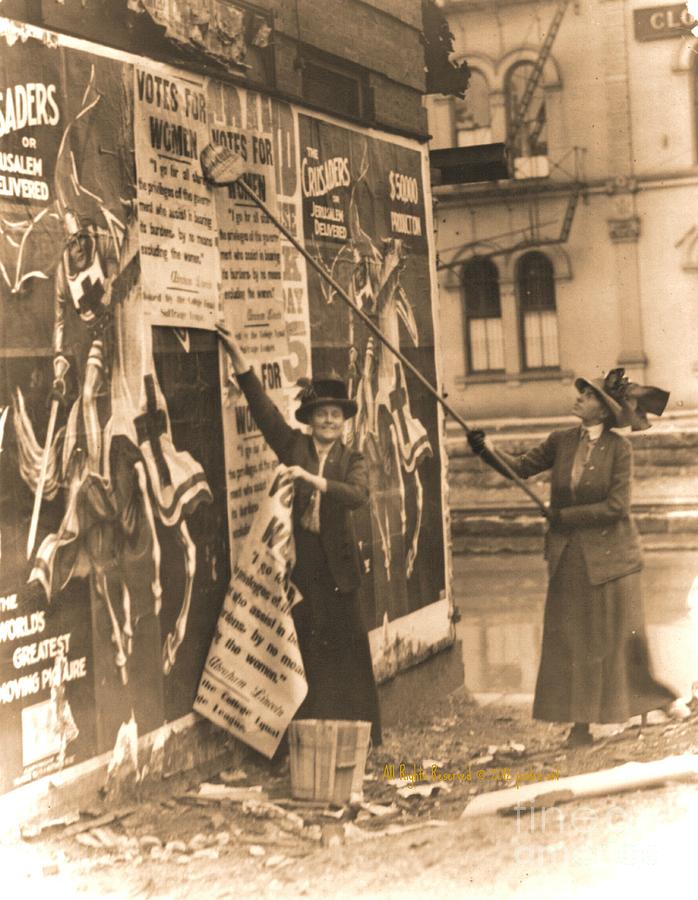 Ohio Suffragettes Posting Bills in Cincinnati Photograph by Padre Art
