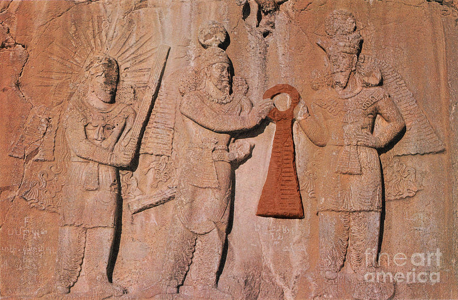 Ohrmazd, King Ardeshir II And Mithras Photograph by Photo Researchers
