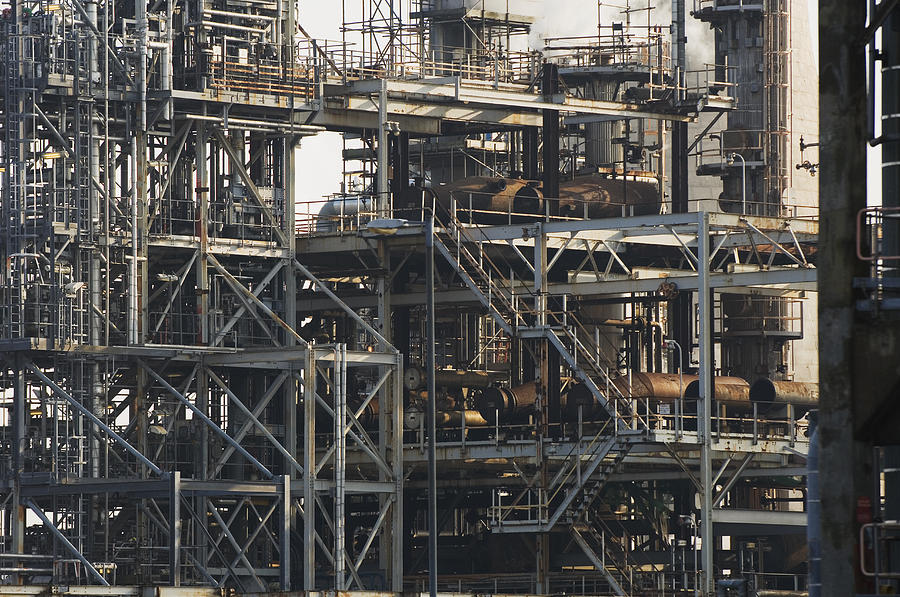 Oil Refinery Buildings And Pipework Photograph by Iain Sarjeant - Fine ...