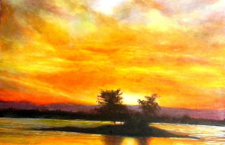 Okinawas dawn Painting by Marie-Line Vasseur