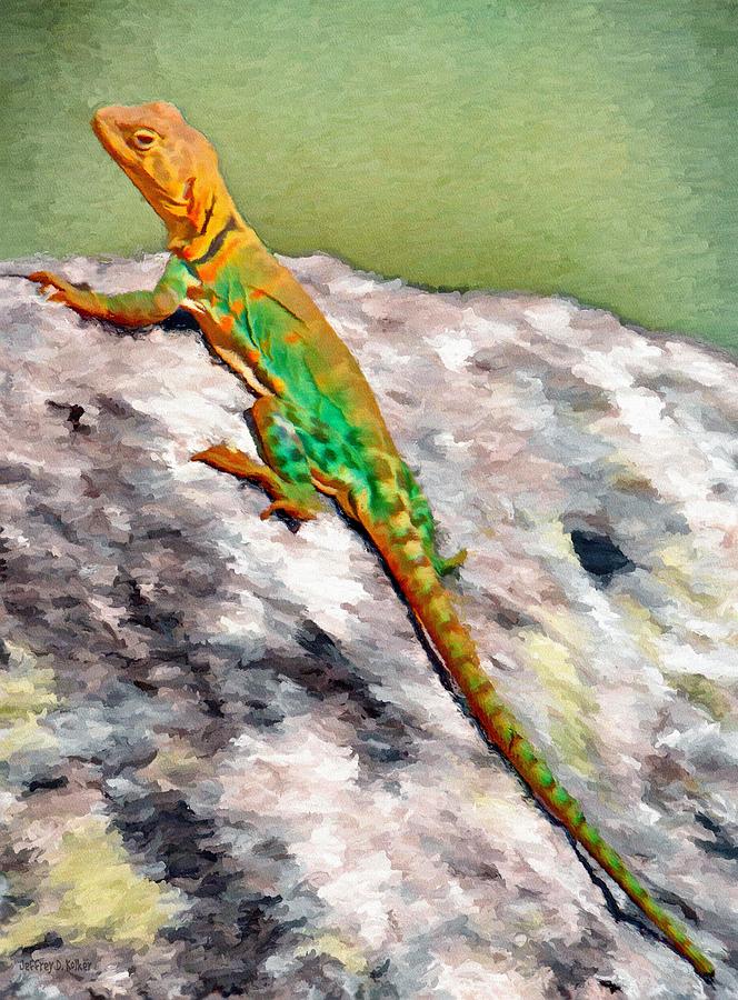 Oklahoma Collared Lizard Painting by Jeffrey Kolker