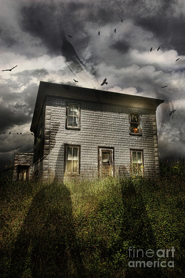 Old ababdoned house with flying ghosts Photograph by Sandra Cunningham