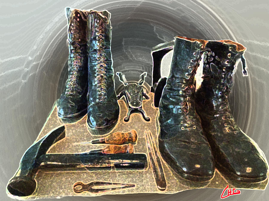 Old Ancient Lady and Mens Boots Photograph by Colette V Hera Guggenheim