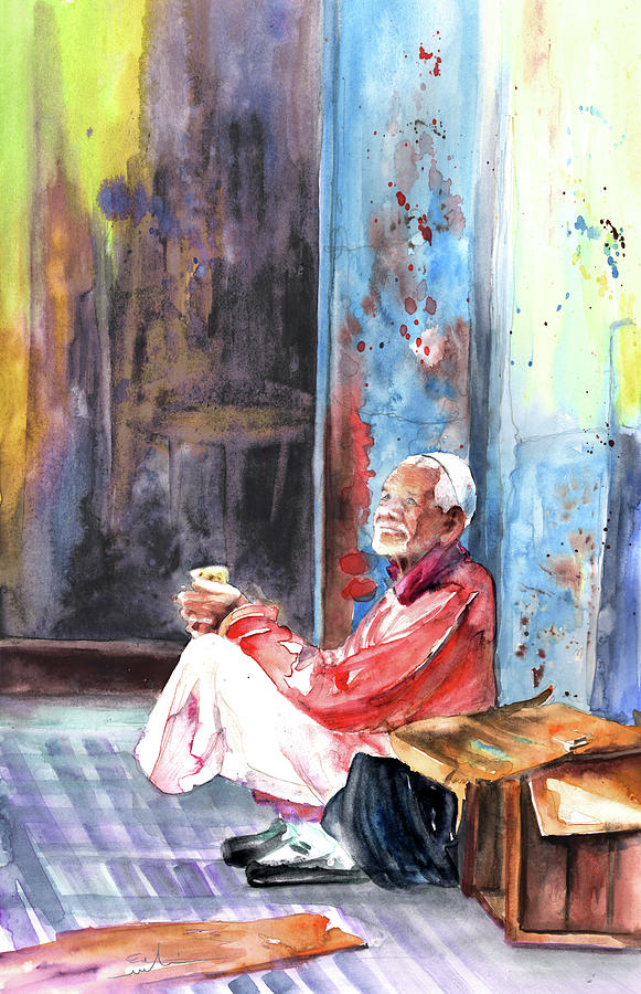 Old and Lonely in Morocco 01 Painting by Miki De Goodaboom