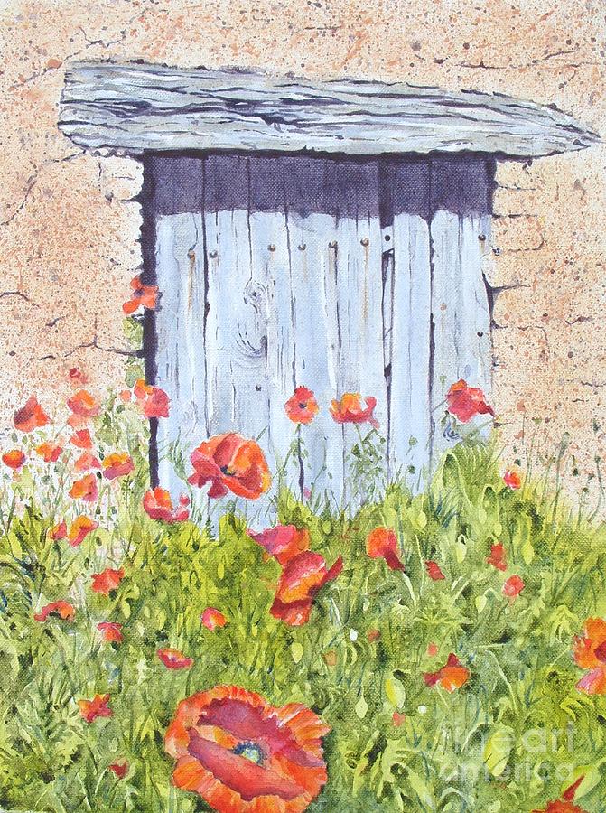 Flower Painting - Old Barn Door by Frances Evans