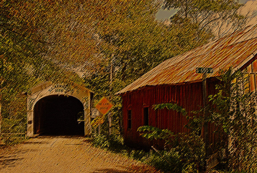 Covered Bridge Photograph - Old Barn N Covered Bridge by Randall Branham