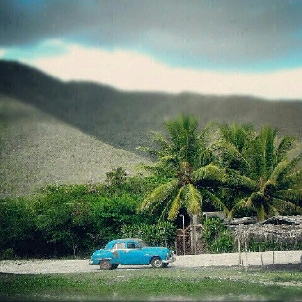 Vintage Photograph - #old #blue #car In #cuba by Yannick Menard