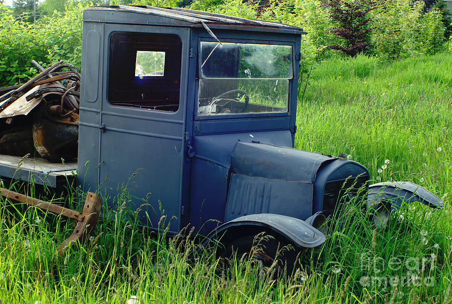 Car Photograph - Old Blue Ford Truck by Randy Harris
