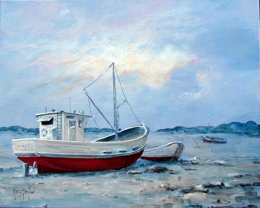 Old Boats on Shore Painting by Gary Partin