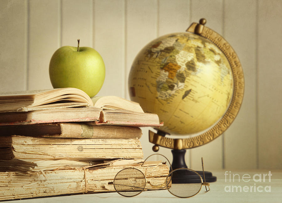 Old books with apple Photograph by Sandra Cunningham