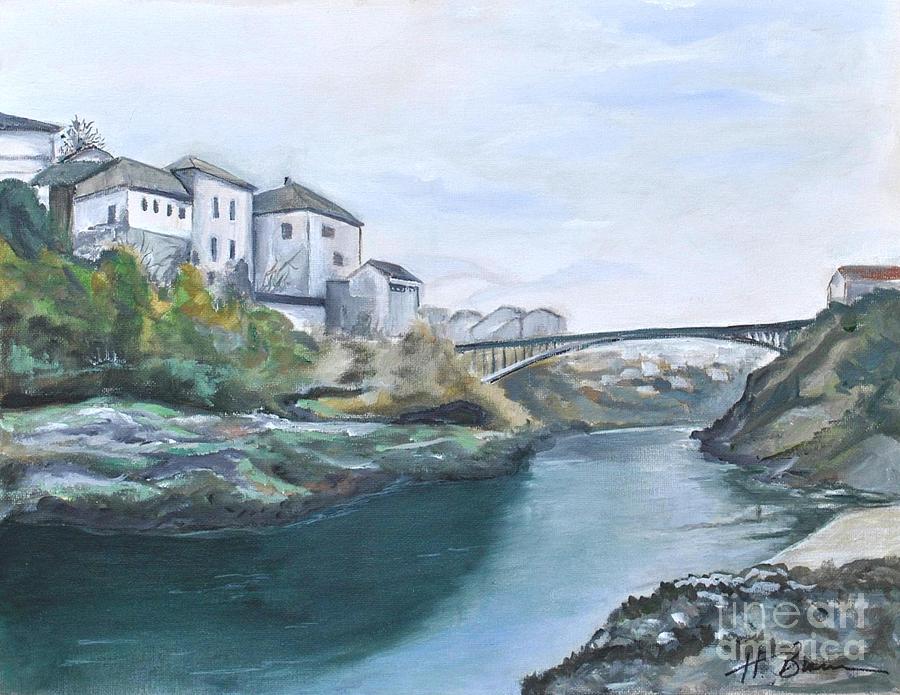Old Bridge in Croatia 1 Painting by Holly Bartlett Brannan