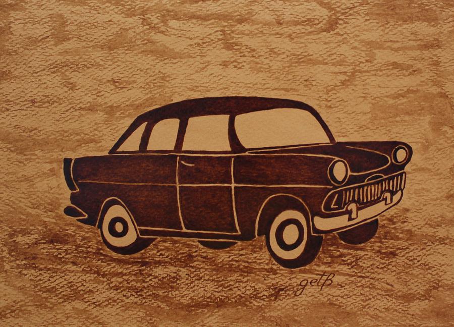 Old Car coffee painting Painting by Georgeta  Blanaru