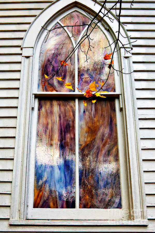 Old Carpenter Gothic Style Church Window in WV Fall Photograph by Kathleen K Parker