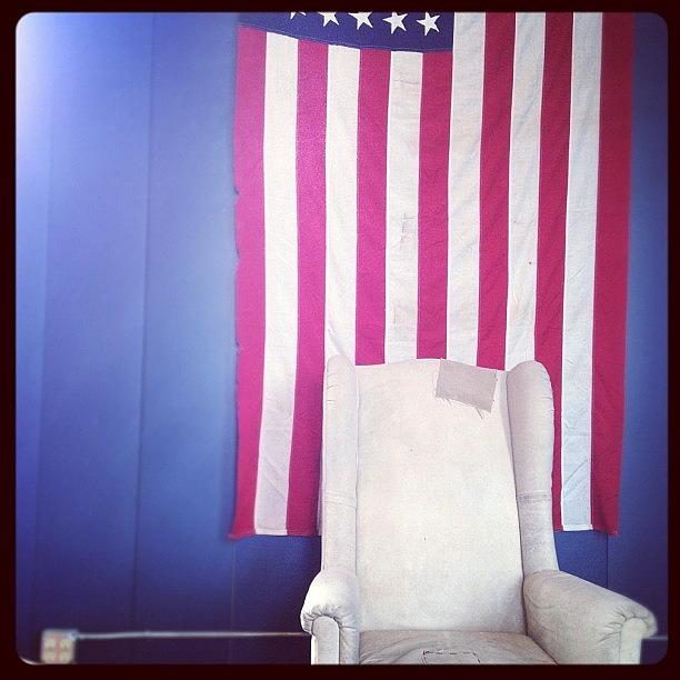 Old Chair And Old Glory Photograph by Trey Jackson