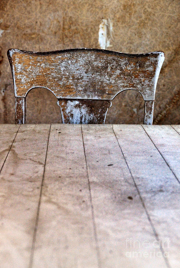 Vintage Photograph - Old Chair at Table by Jill Battaglia