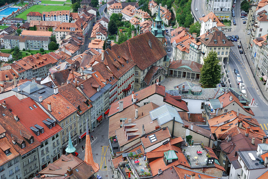 Old city of Fribourg from above. Photograph by Oleg Mitiukhin - Fine ...