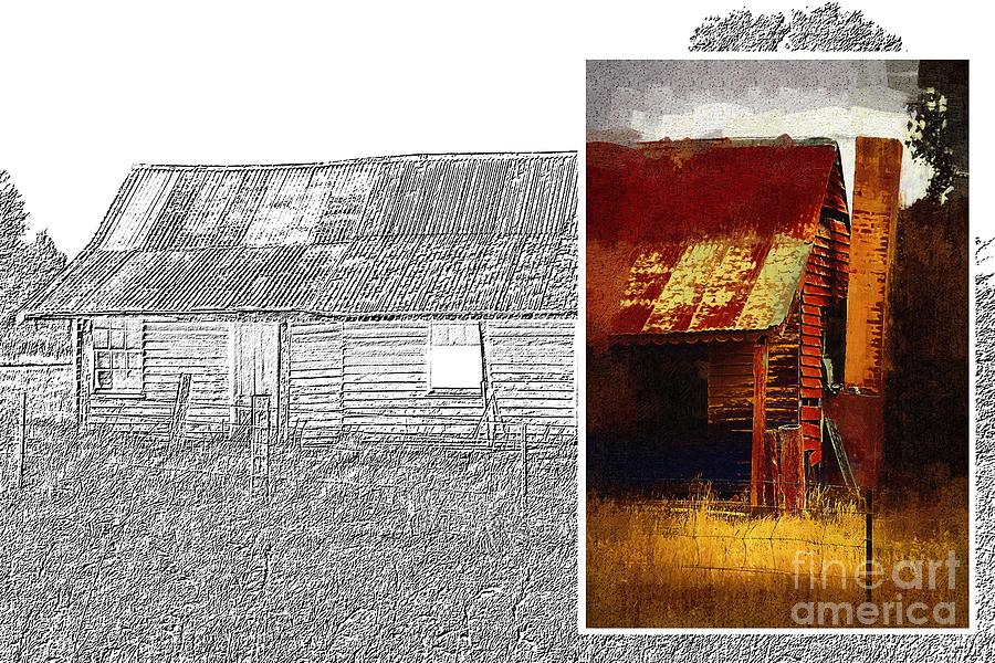 Old cottage diptych 1 Digital Art by Fran Woods