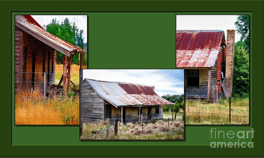 Old cottage triptych 2 Digital Art by Fran Woods