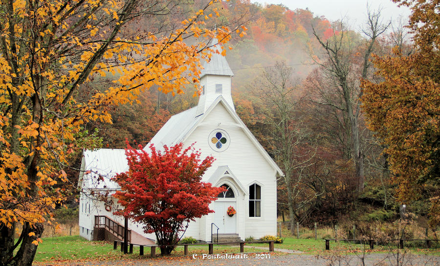 Tree Photograph - Old Country Church by Carolyn Postelwait