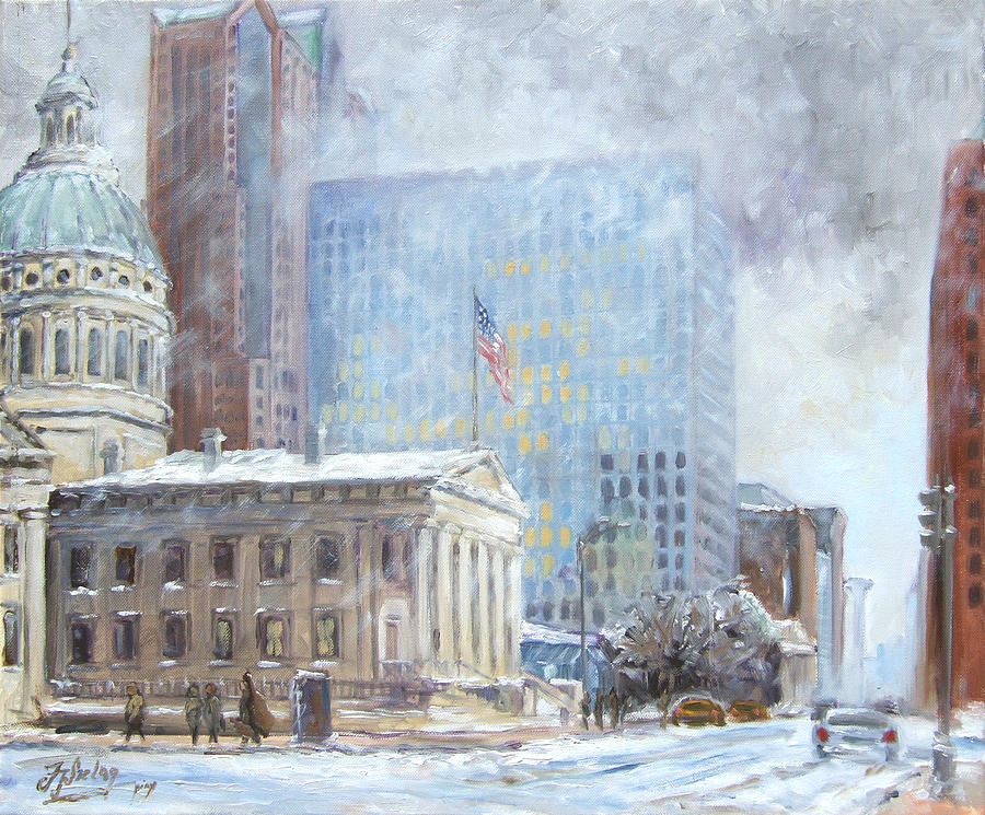 Old Courthouse in St.Louis Winter Painting by Irek Szelag