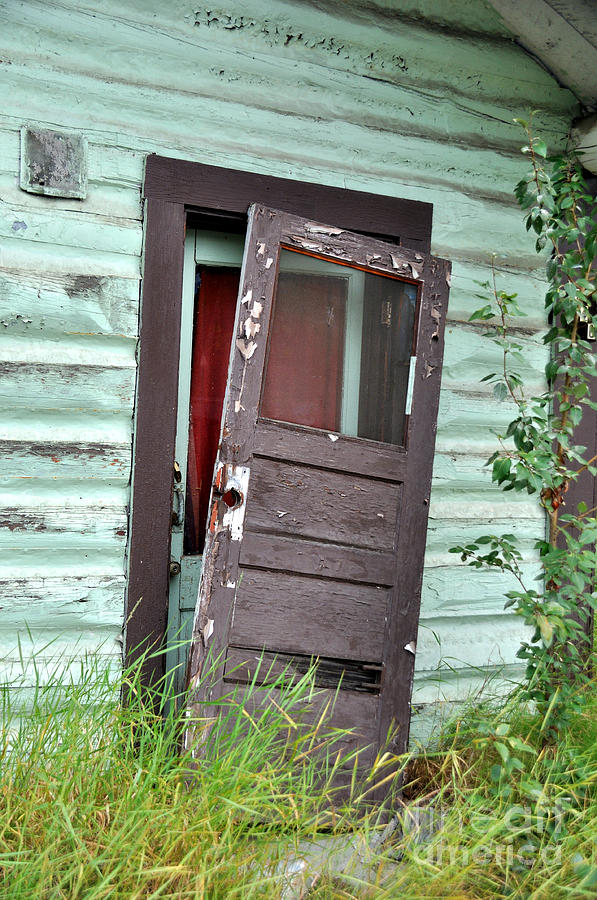 Vintage Photograph - Old Door on Rustic Alaska Cabin by Gary Whitton