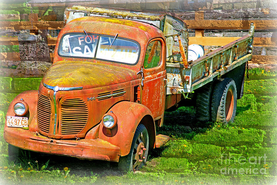 Old Dumptruck on brick background-CA Photograph by Randy Harris - Fine ...