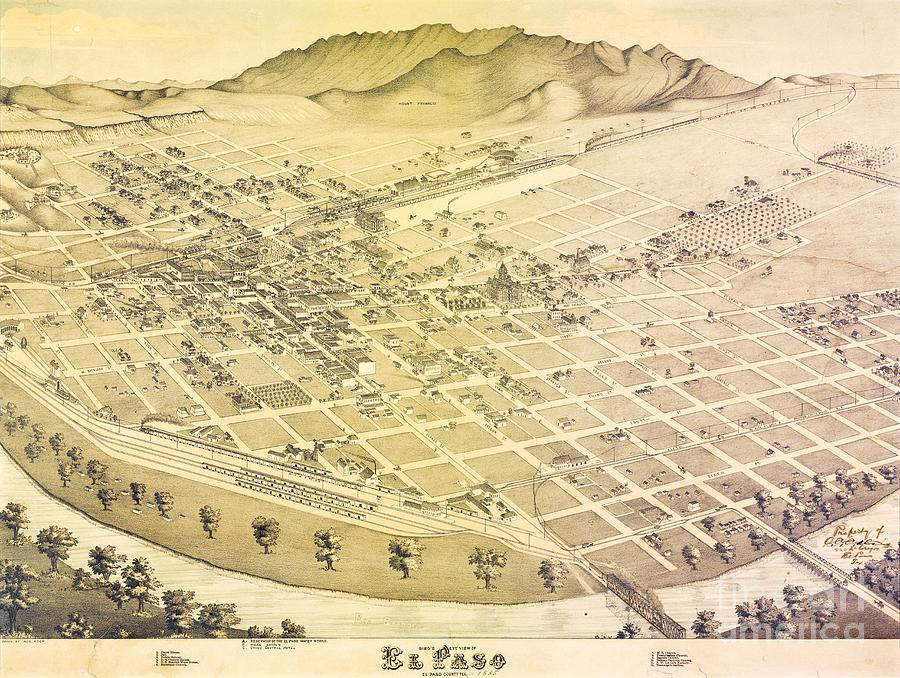 Old El Paso Map Drawing by Thea Recuerdo