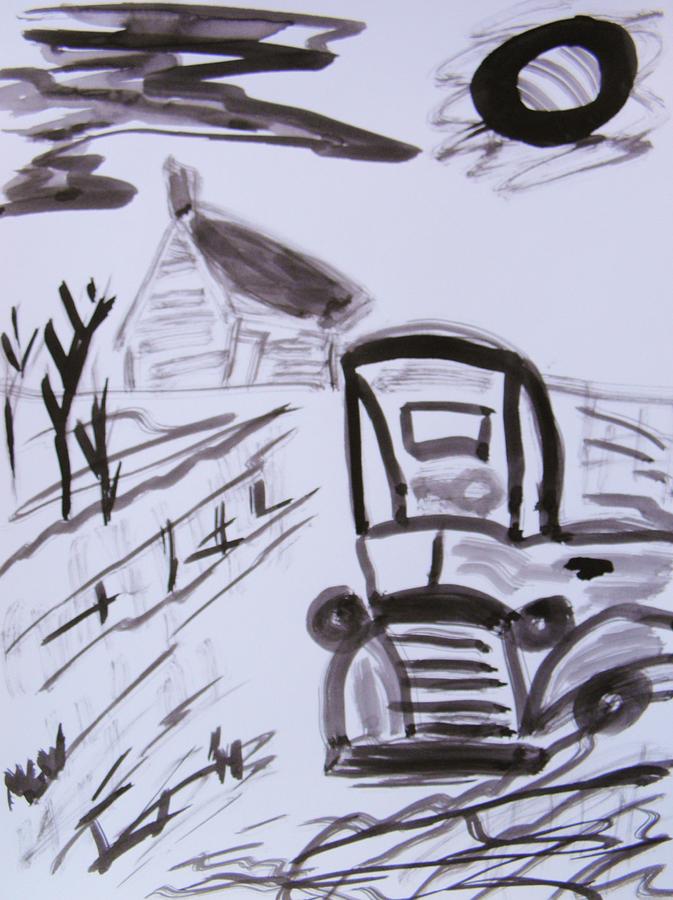 Old Farm- Old Truck Drawing by Mary Carol Williams