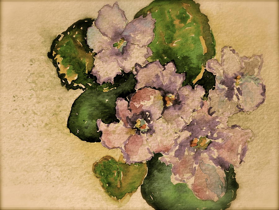 Old-Fashioned African Violets Painting by Beverley Harper Tinsley