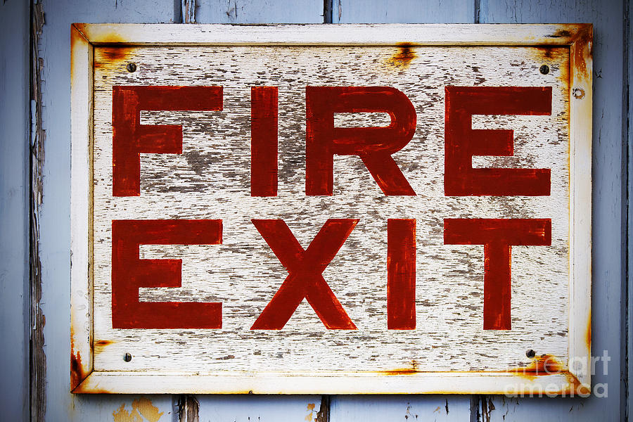 Sign Photograph - Old Fire Exit sign by Richard Thomas