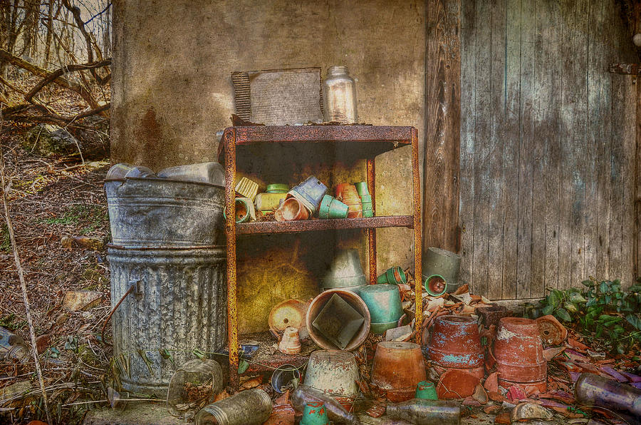 Vintage Photograph - Old Flower Pots by Todd Hostetter
