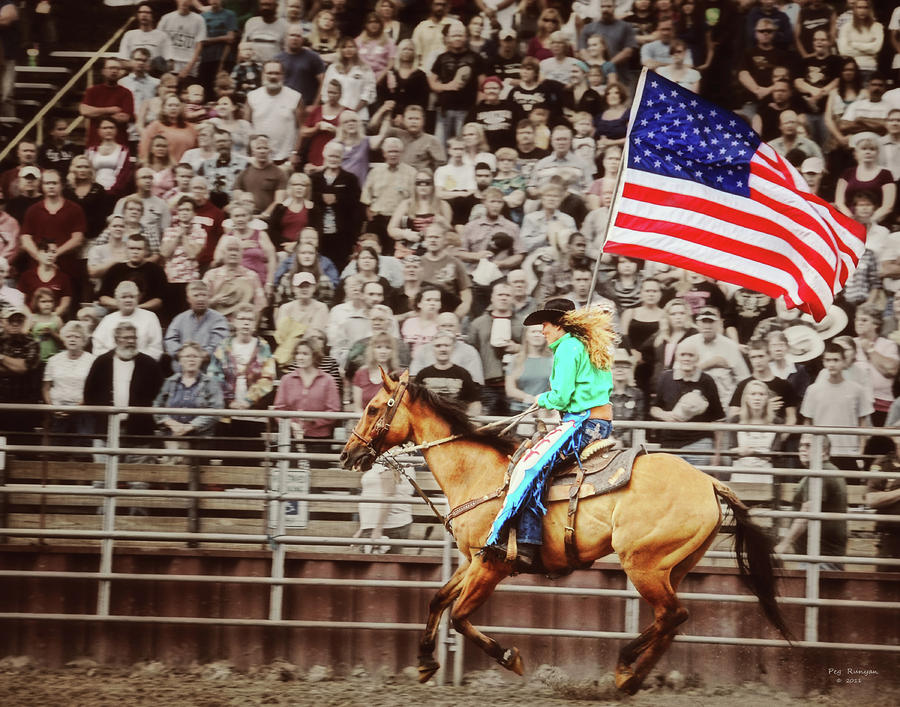 Old Glory at County Fair Rodeo Photograph by Peg Runyan