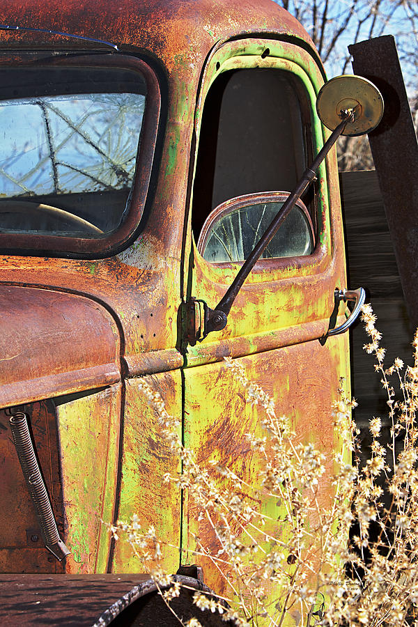 Truck Photograph - Old Green Truck Door by Phyllis Denton