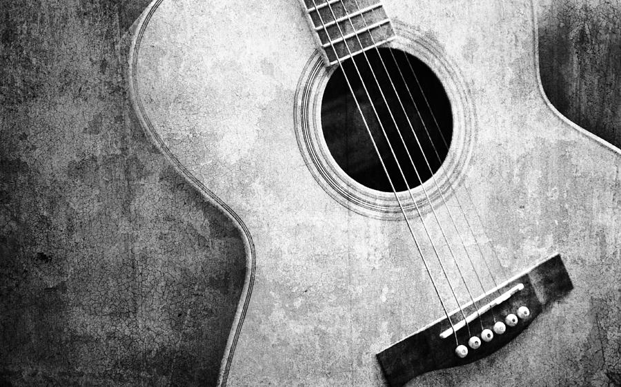 black acoustic guitar photography