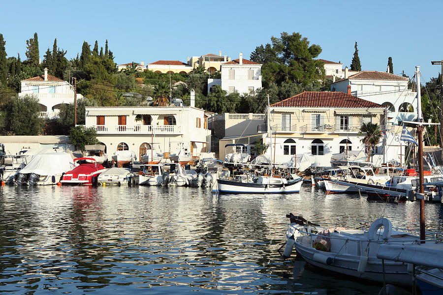 Old harbour on Spetses island Photograph by Paul Cowan