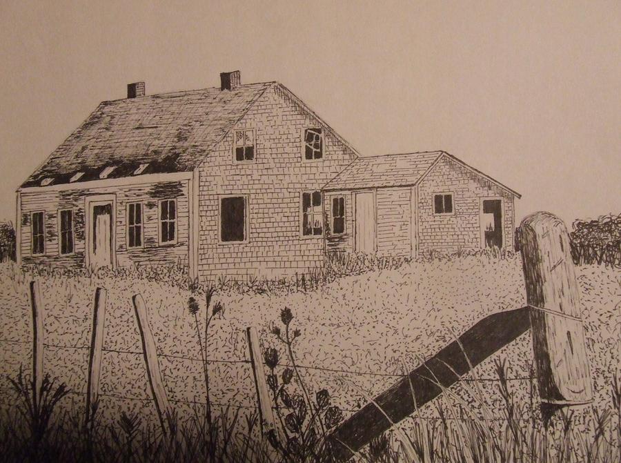 Old Home Whale Cove NS Drawing by Scott Ritchie