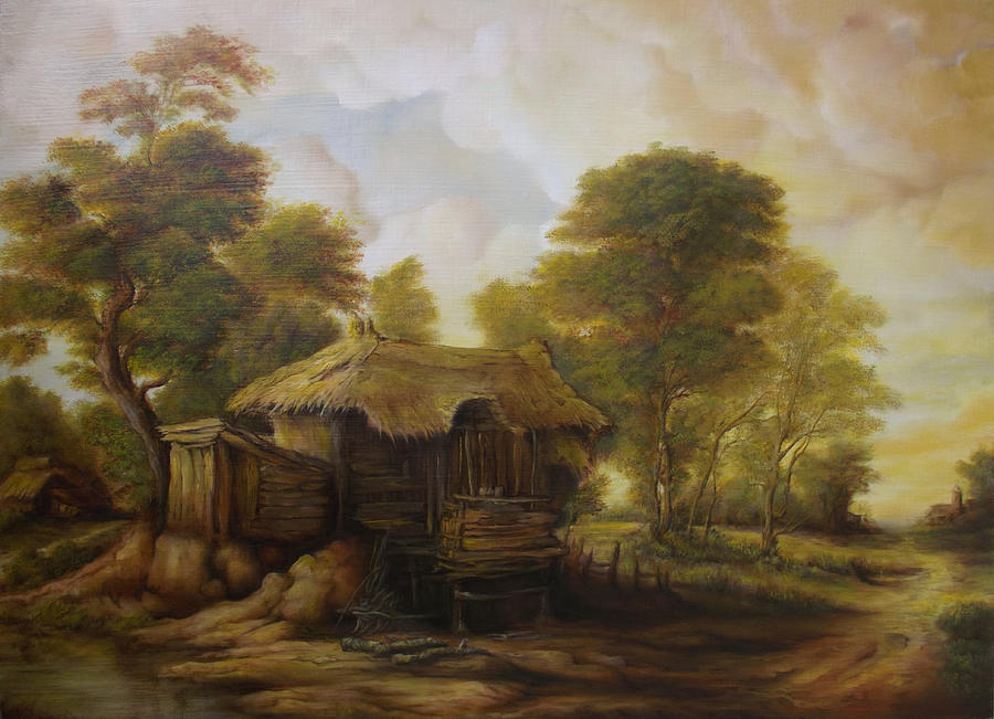 Dan Scurtu Painting - Old Hut  by Dan Scurtu