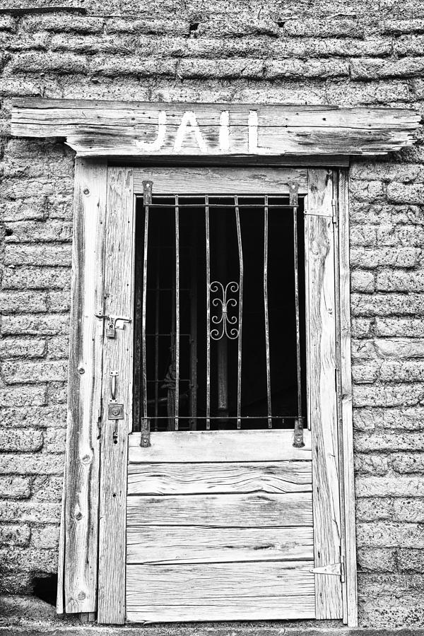 Old Jailhouse Door in Black and White Photograph by James BO Insogna